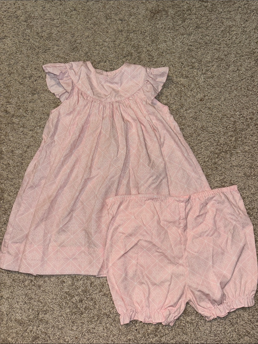 Petit Ami Light Pink Ruffle-Sleeve Pajama Set